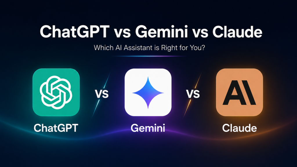 ChatGPT vs Gemini vs Claude comparison for writing, coding, research, and business productivity in 2026.